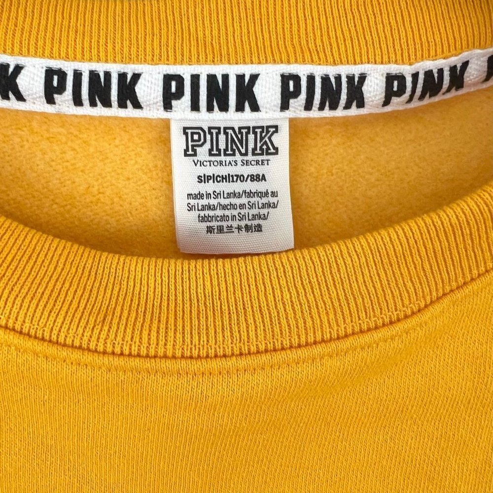 PINK Victoria's Secret  Gold  Reverse Weave Crew Neck Sweatshirt Size S - Picture 4 of 9